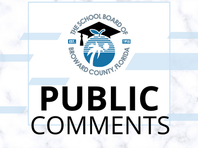 We welcome your questions and comments regarding agenda items for School Board Meetings/Workshops.